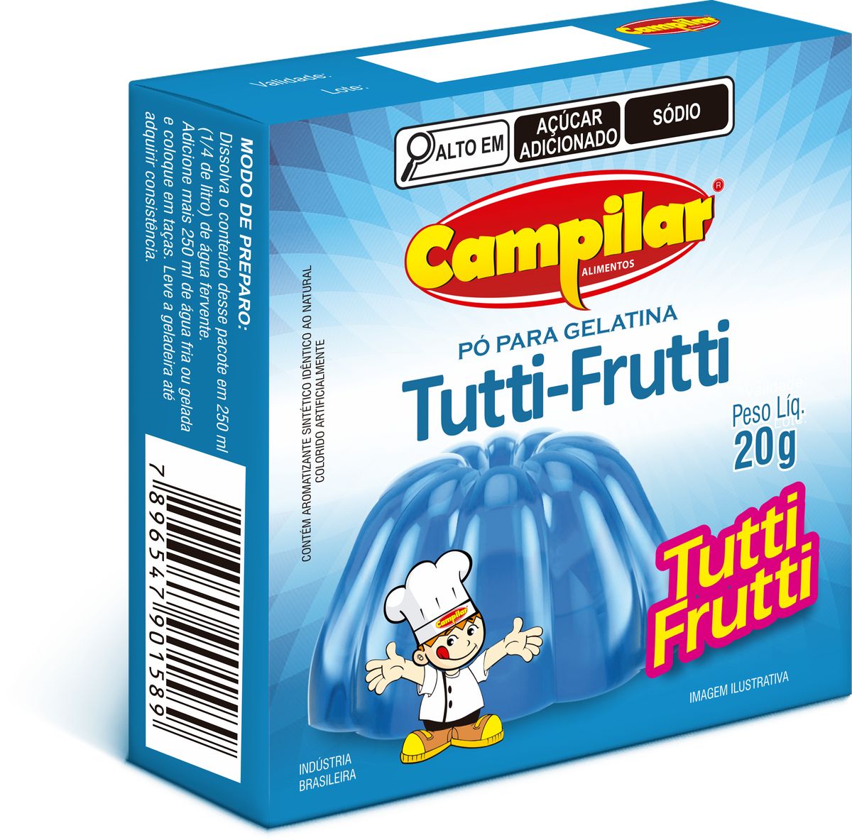 Gelatina em Pó Campilar Sabor Tutti Frutti 20g
