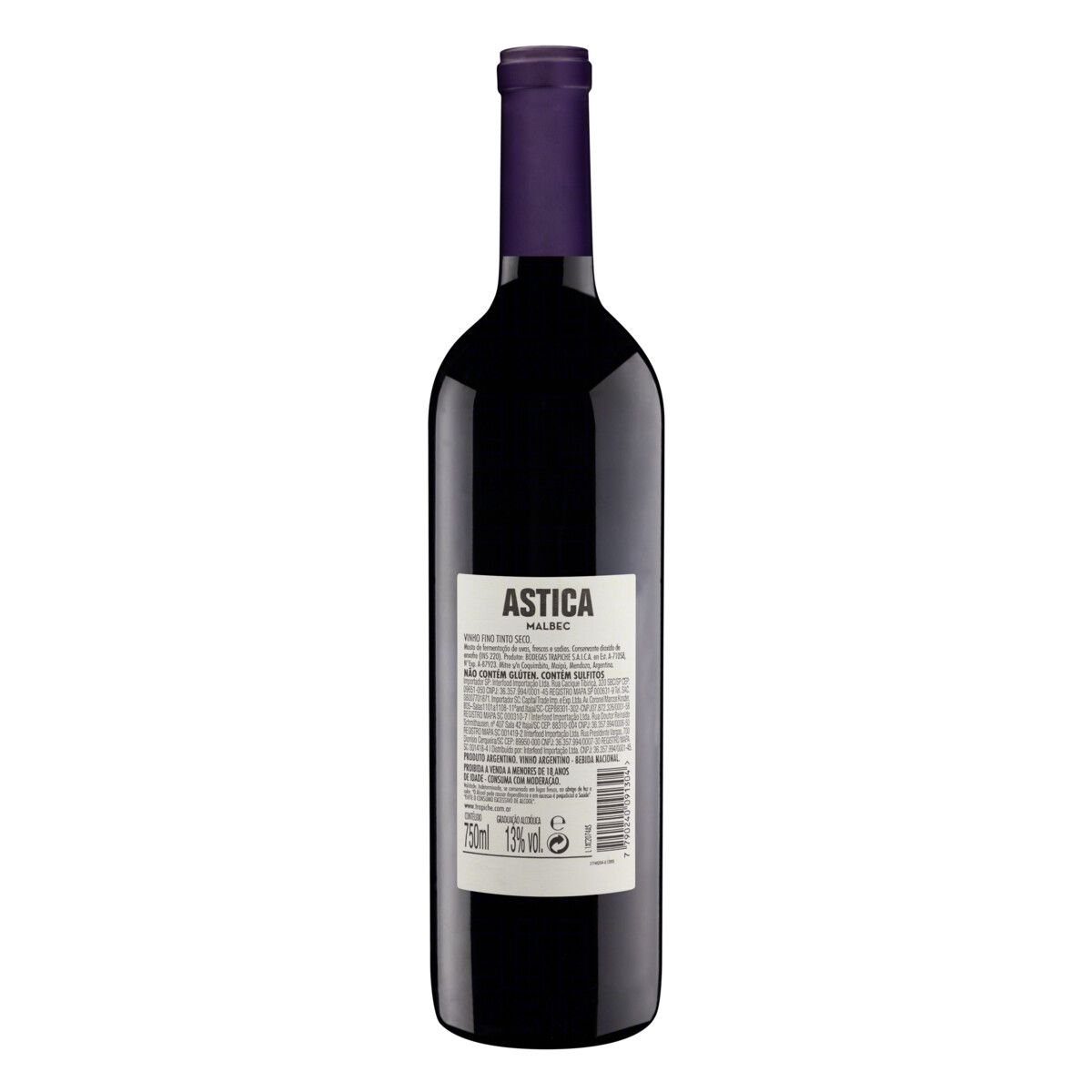 Vinho Argentino Tinto Seco Astica Malbec Mendoza Garrafa 750ml image number 1