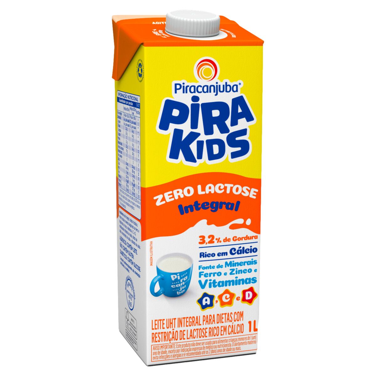 Leite Pirakids UHT Integral Zero Lactose 1l image number 3