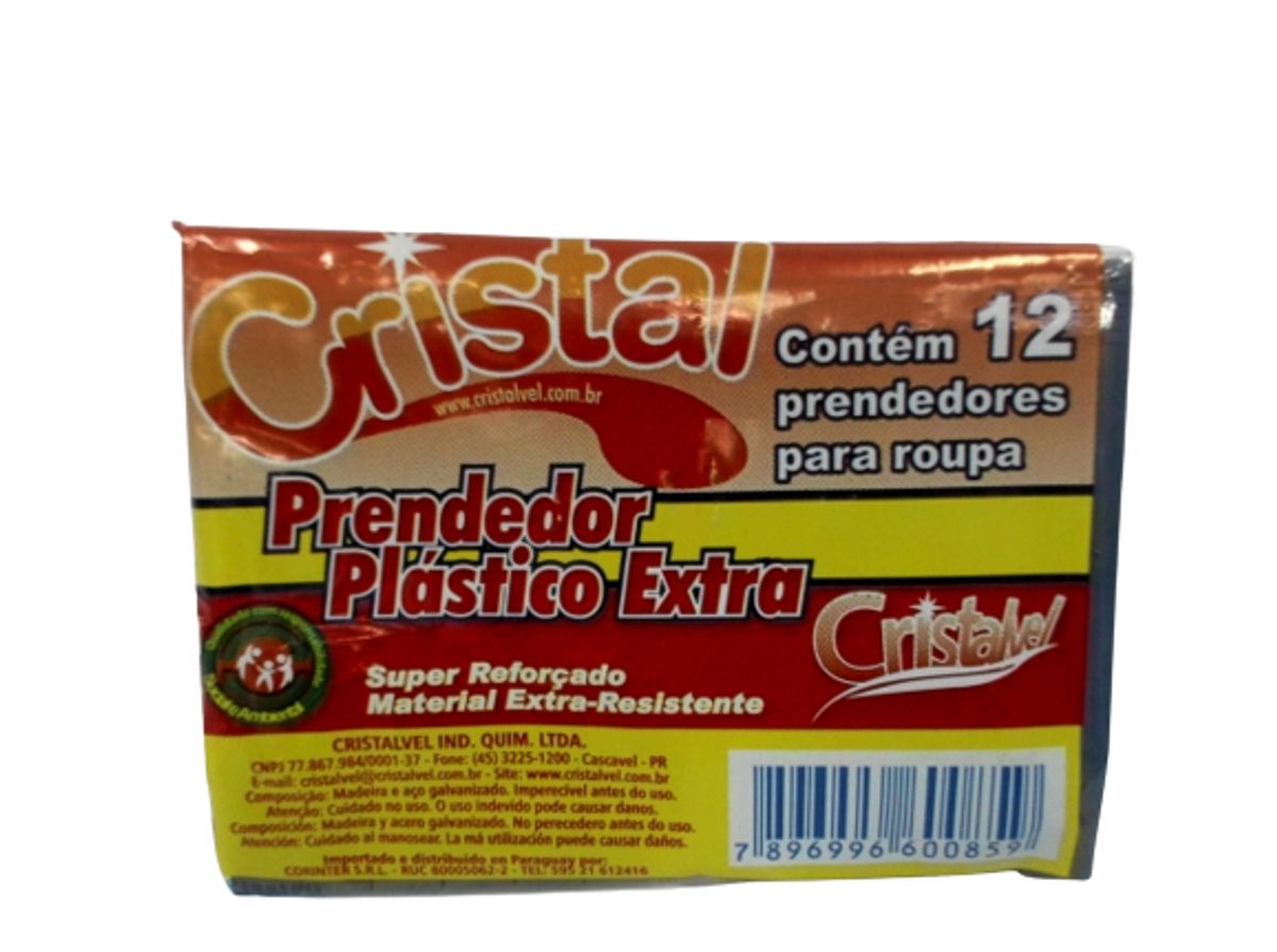 Prendedor de Roupa Cristal de Plástico Extra 12 Unidades image number 0