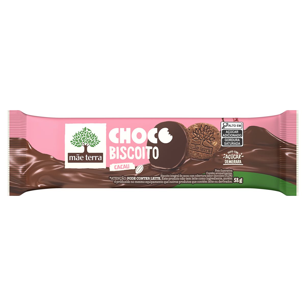Biscoito Choco Vegano Integral Mãe Terra Cacau 58g