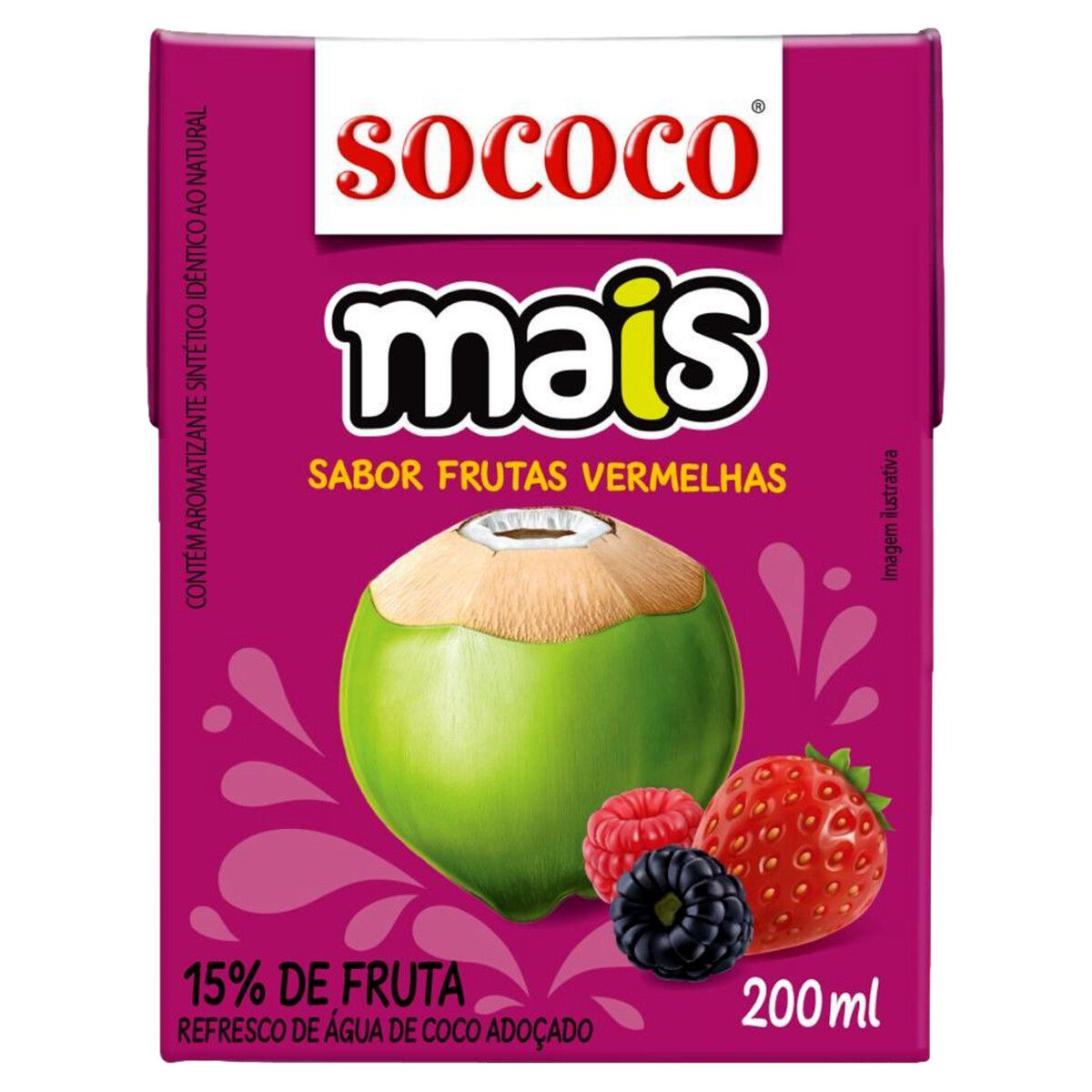 Água de Coco Sococo Mais Sabor Frutas Vermelhas Caixa 200ml image number 0