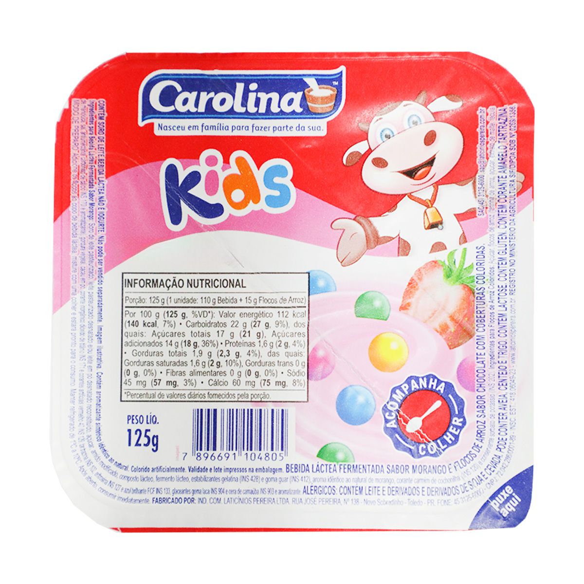 Bebida Láctea Carolina Kids com Confeite Colorido 125g