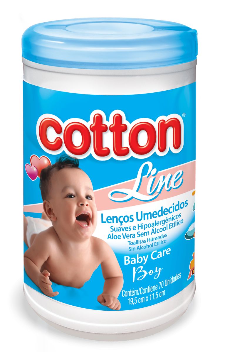 Lenços Umedecidos Cotton Line Baby Care Azul 70 Unidades image number 0