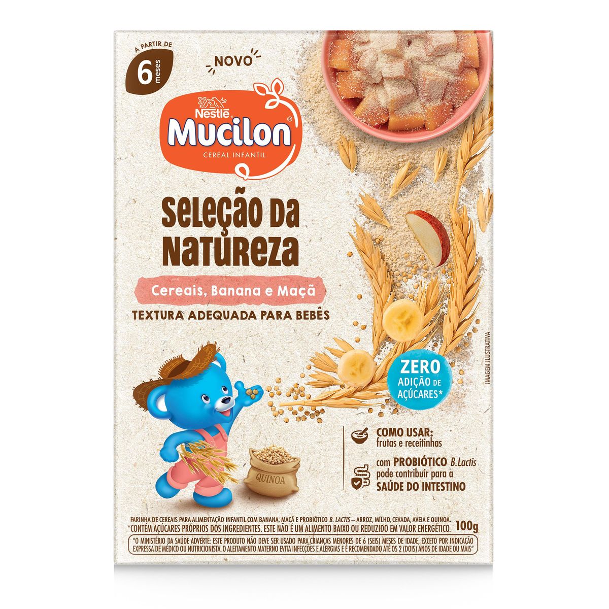 Cereal Infantil Cereais, Banana e Maçã Mucilon 100g