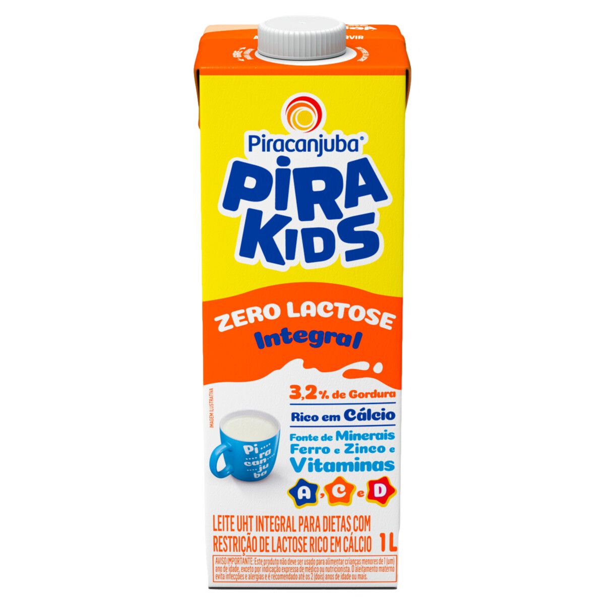 Leite Pirakids UHT Integral Zero Lactose 1l