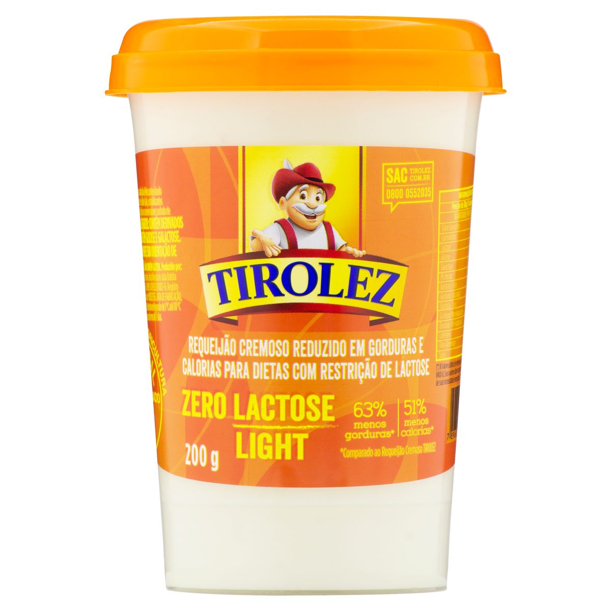 Requeijão Cremoso Light Zero Lactose Tirolez Copo 200g