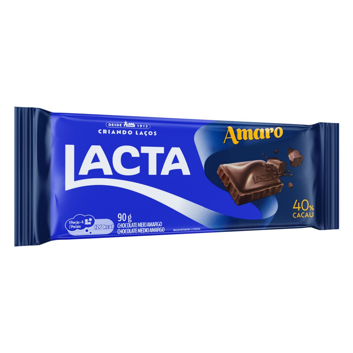 Chocolate Lacta Amaro 40% Cacau 90g image number 4