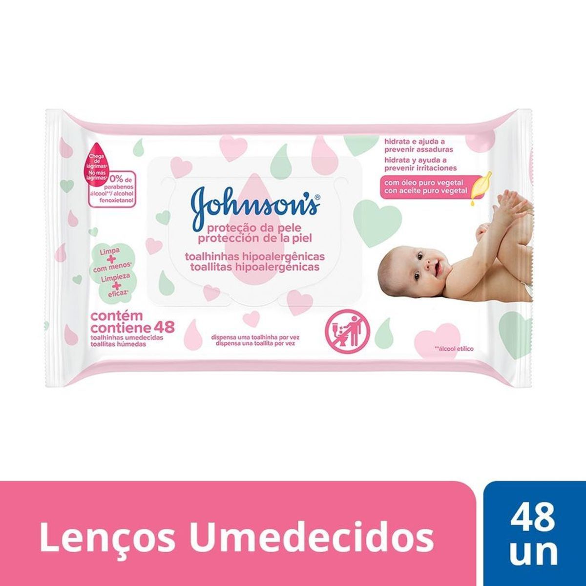 Lenços Umedecidos Johnson's Baby Extra Cuidado 48 unidades image number 1