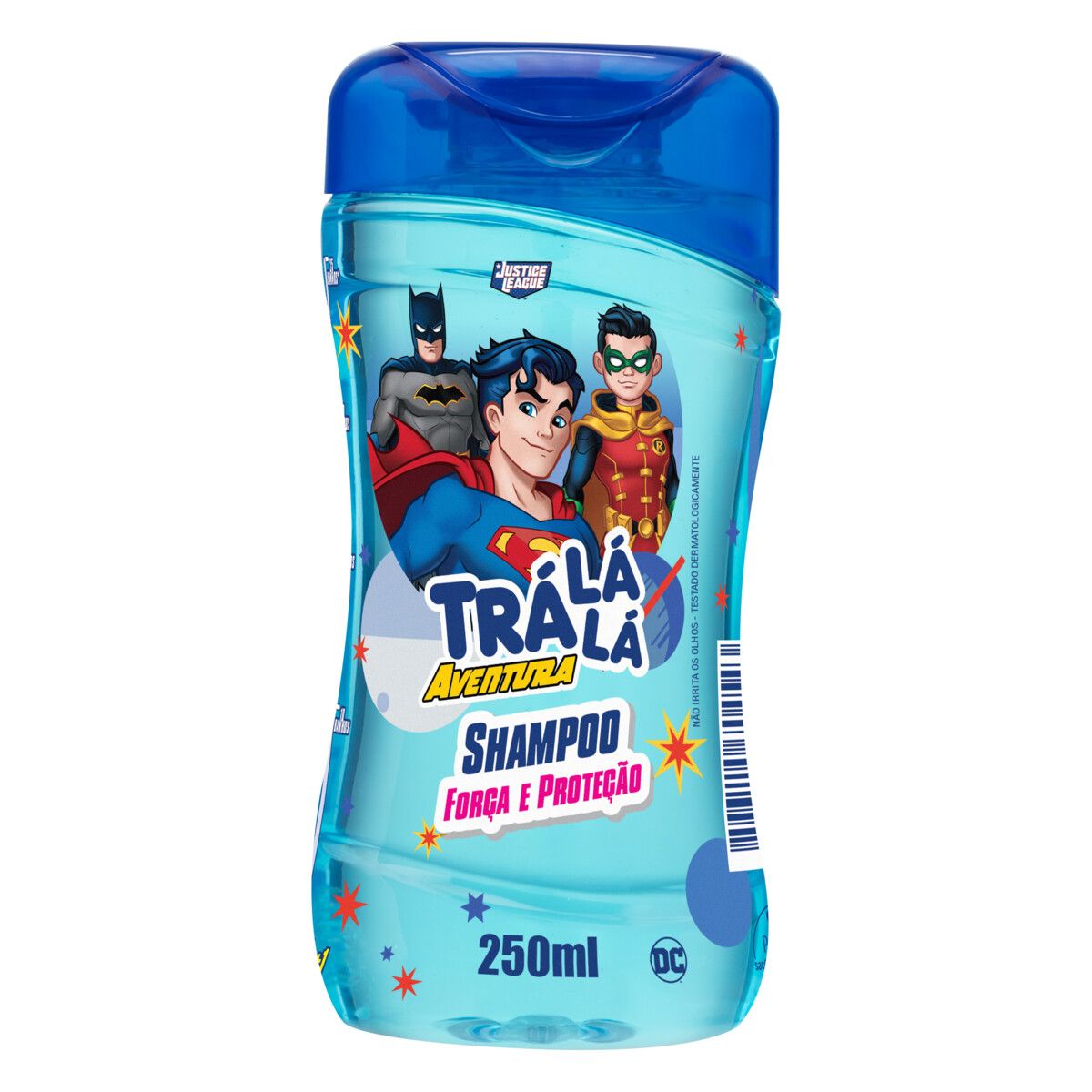 Shampoo Infantil Justice League Trá Lá Lá Aventura Força e Proteção Frasco 250ml