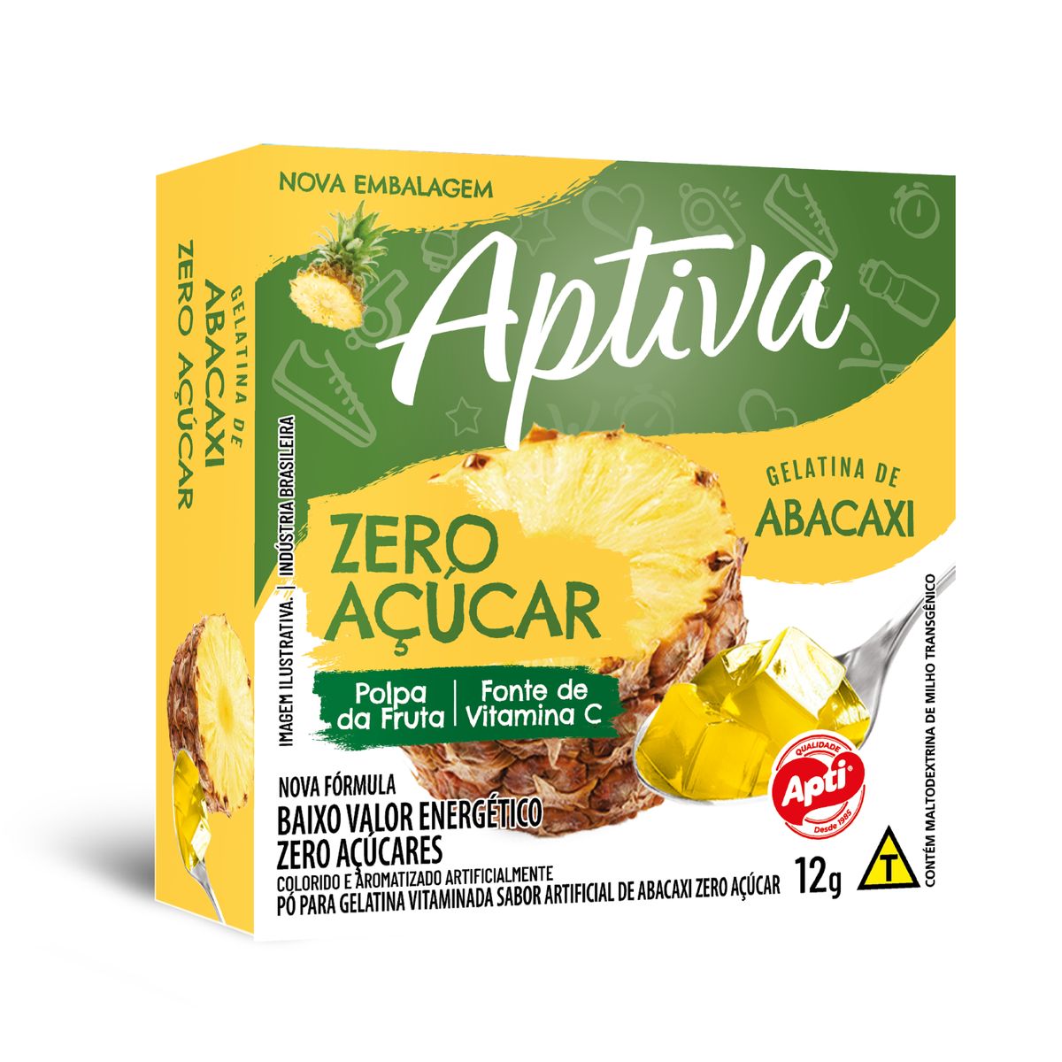 Gelatina em Pó Apti Zero Açúcar Sabor Abacaxi 12g