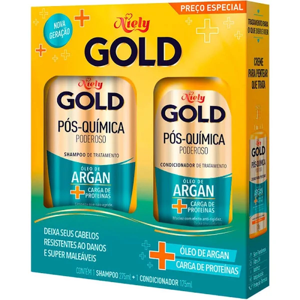 Kit Shampoo + Condicionador Niely Gold Óleo de Argan Pós-Química