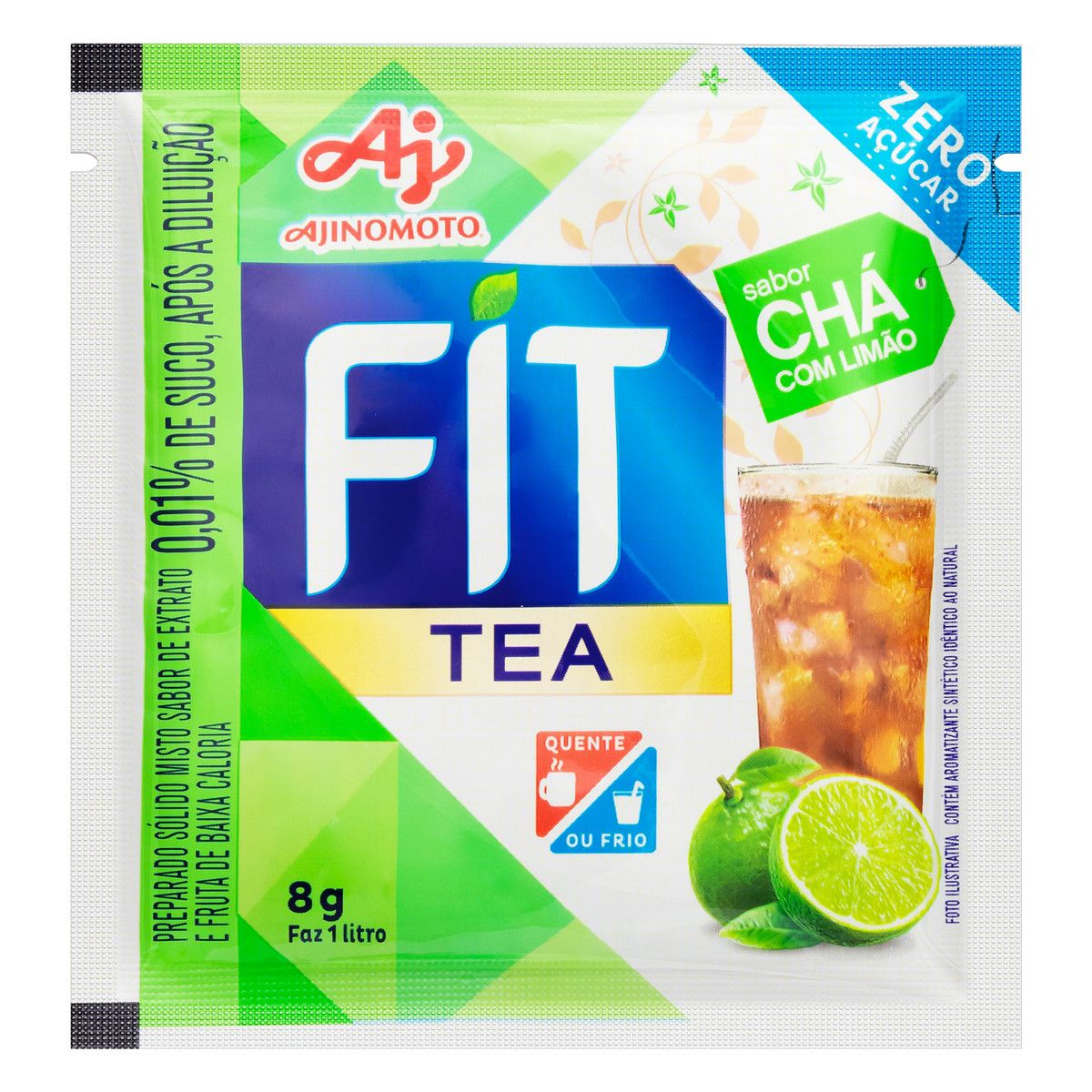 Refresco em Pó Chá com Limão Zero Açúcar Fit Tea Pacote 8g