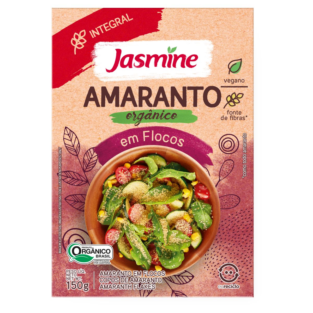 Amaranto Jasmine em Flocos Integral Orgânico Caixa 150g image number 0