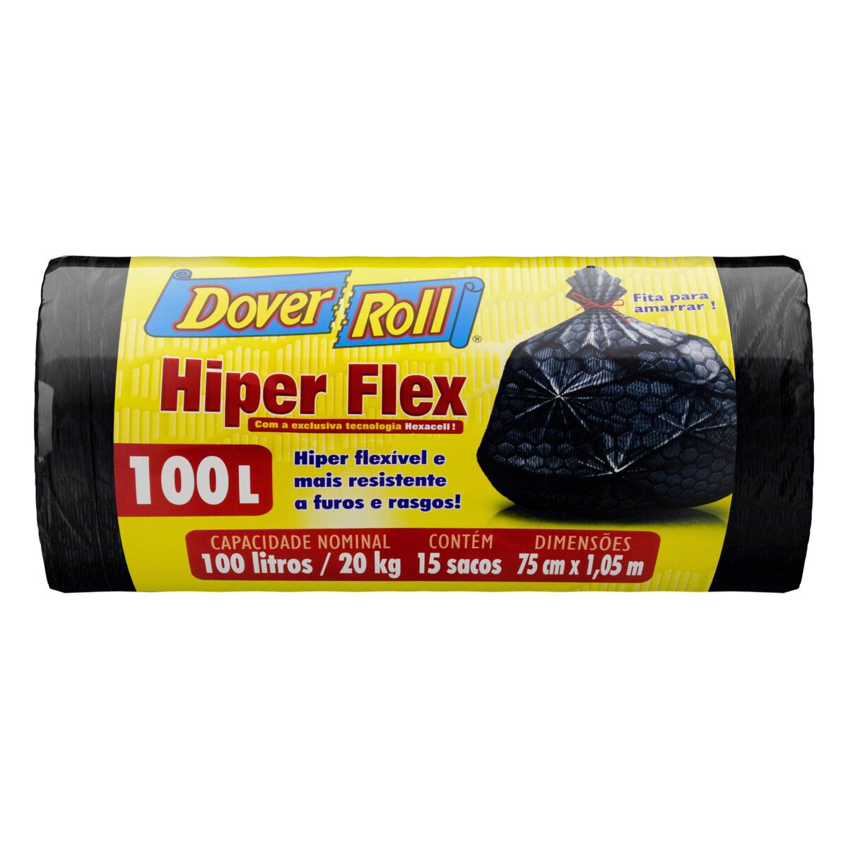Saco para Lixo Dover Roll 100L Hiper Flex 15 Unidades