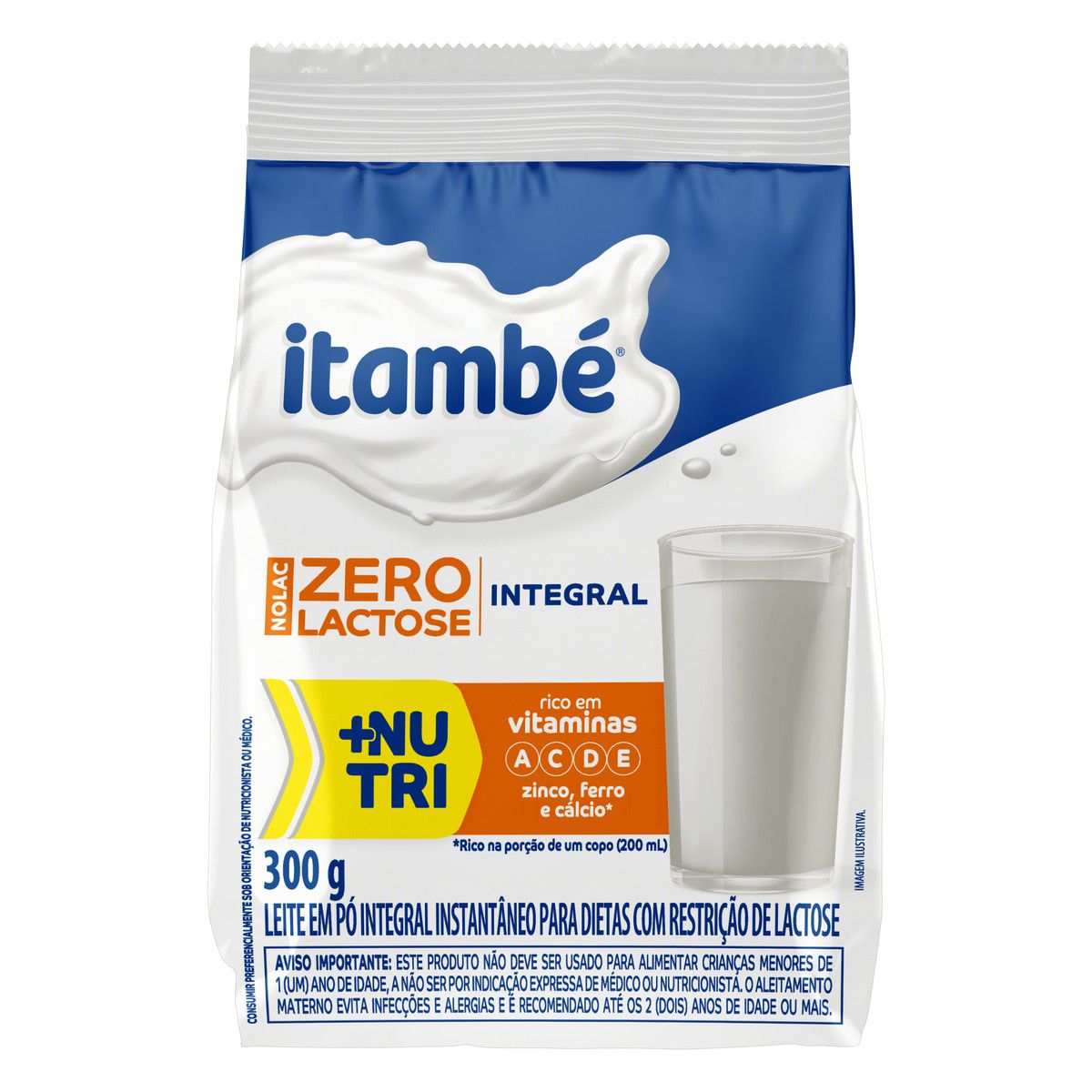 Leite em Pó Itambé Integral Zero Lactose Pacote 300g