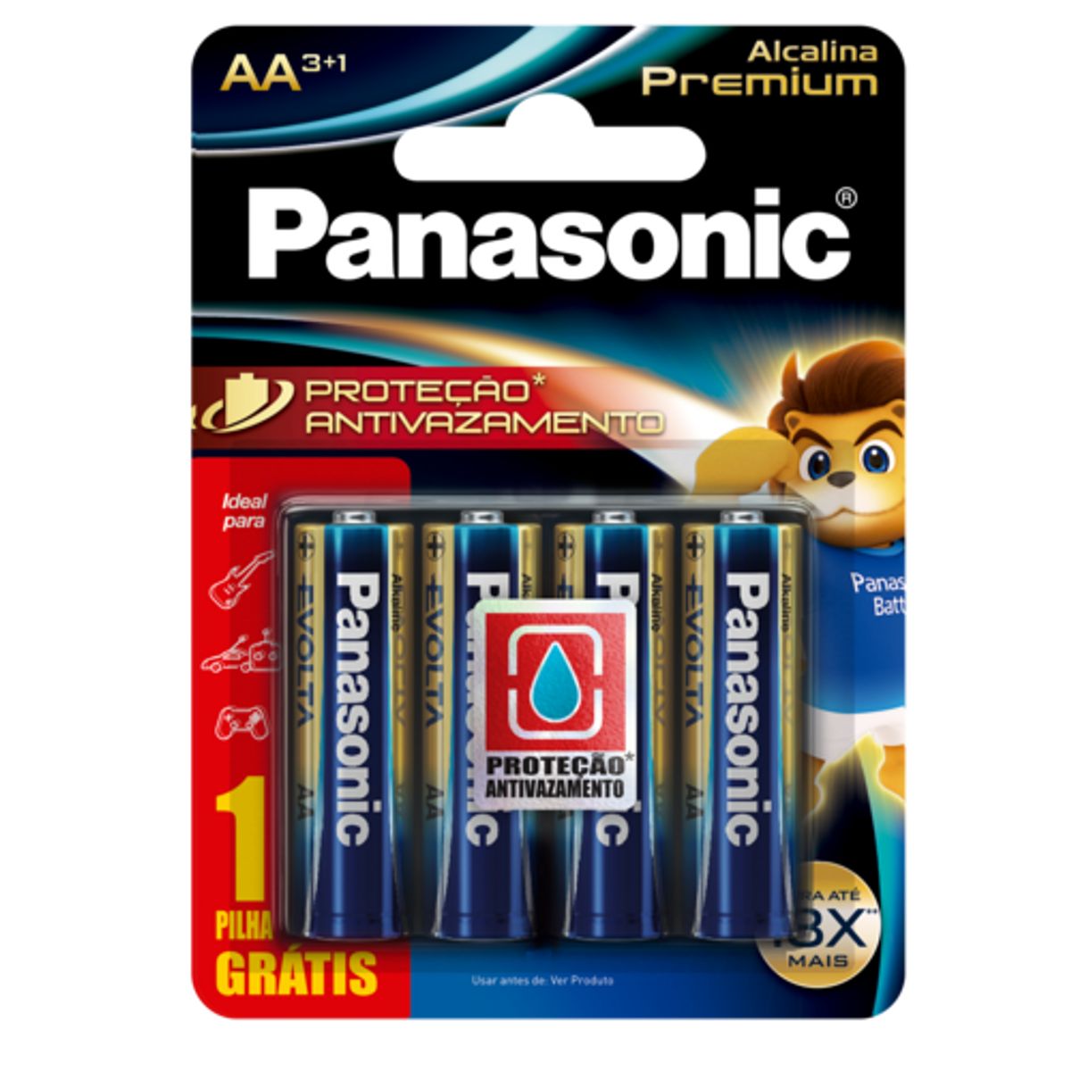 Pilha Panasonic AA Alcalina Premium 3+1 Unidade