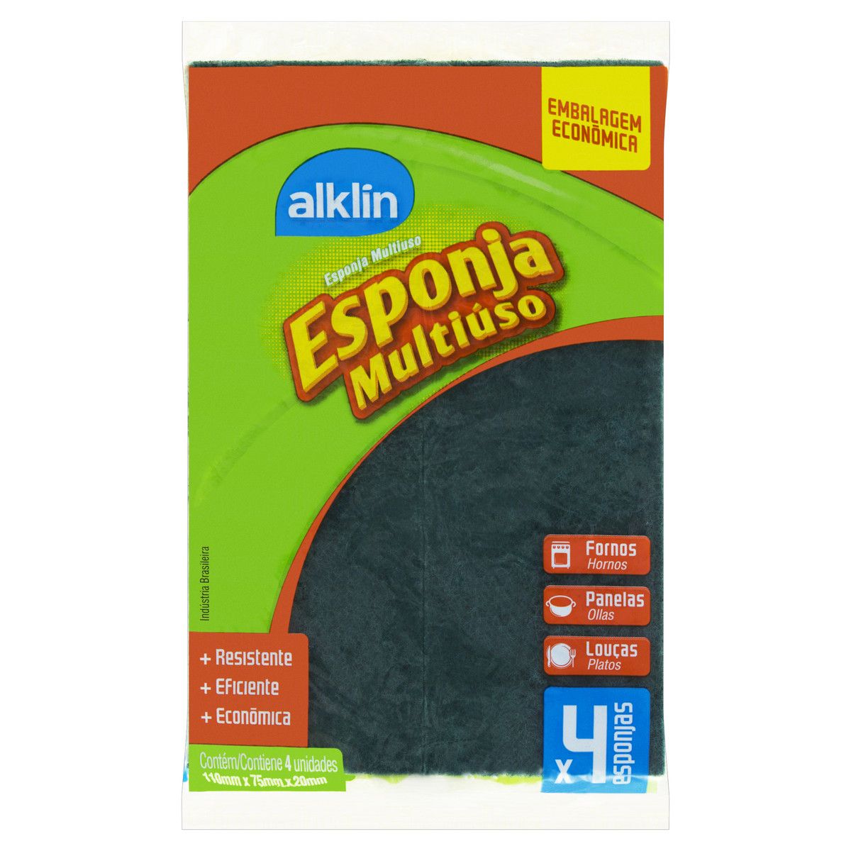 Esponja Multiuso Alklin 4 Unidades Embalagem Econômica