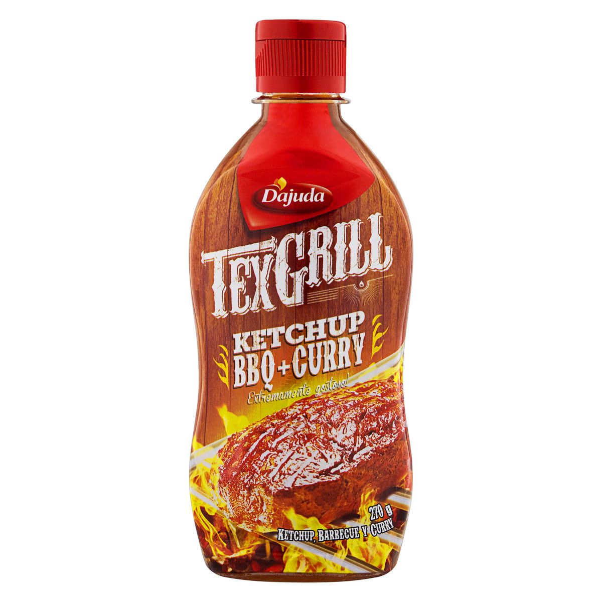 Ketchup com Barbecue e Curry Dajuda Texgrill Squeeze 270g image number 0