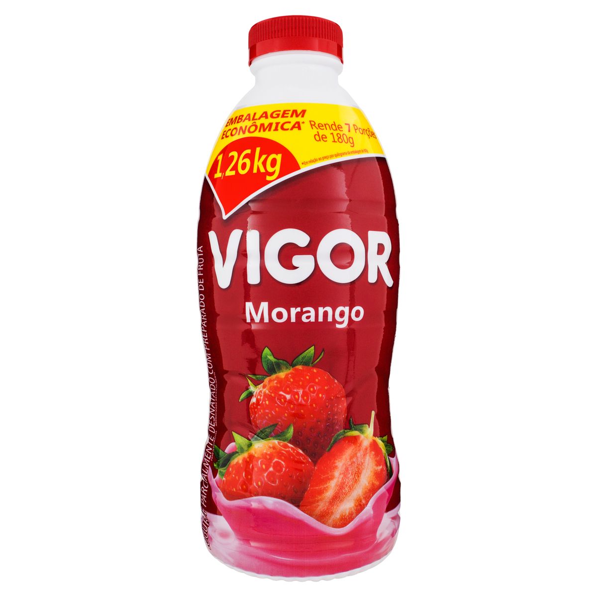 Iogurte Parcialmente Desnatado Morango Vigor Garrafa 1,26kg