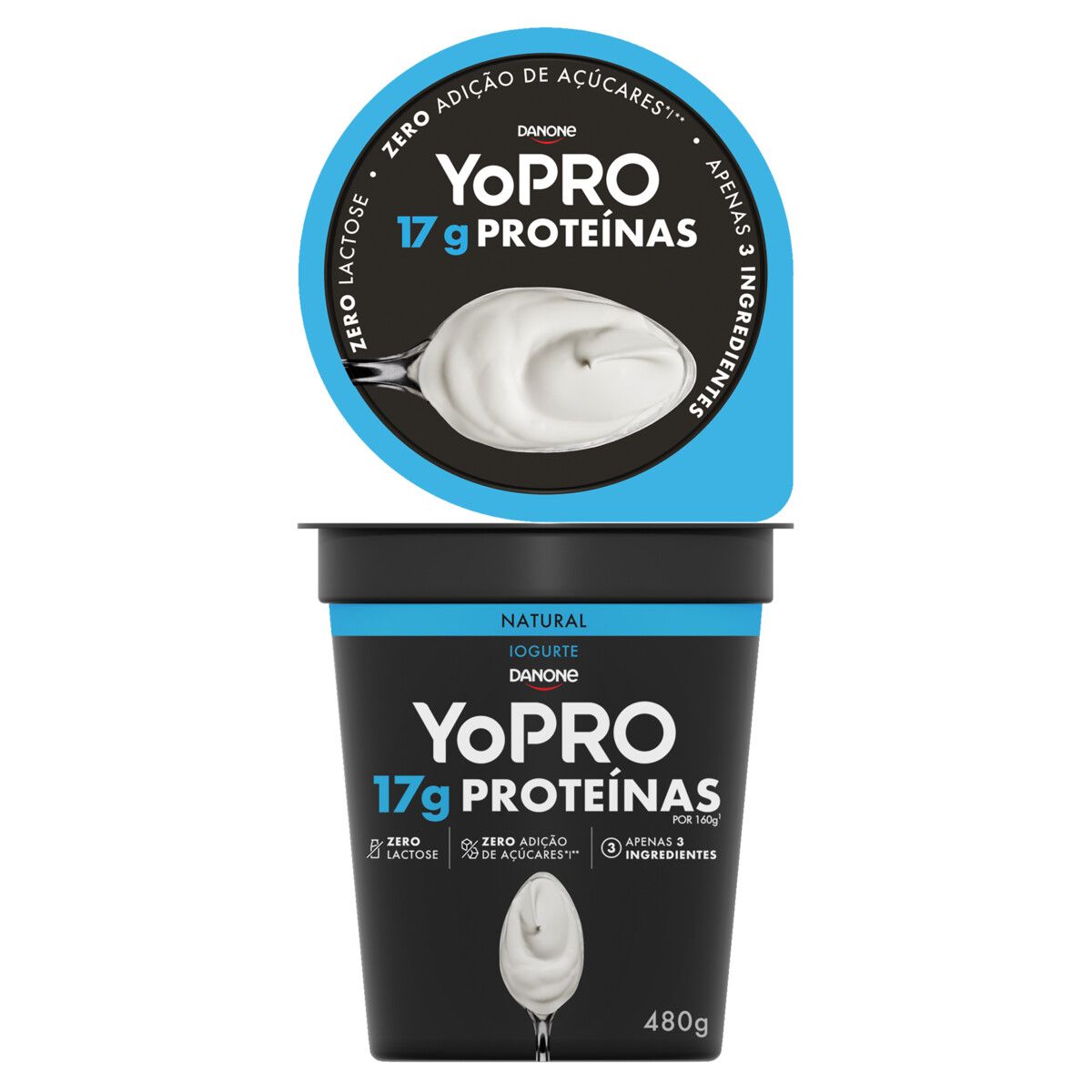 Iogurte Desnatado Natural Diet Zero Lactose Yopro Copo 480g image number 1