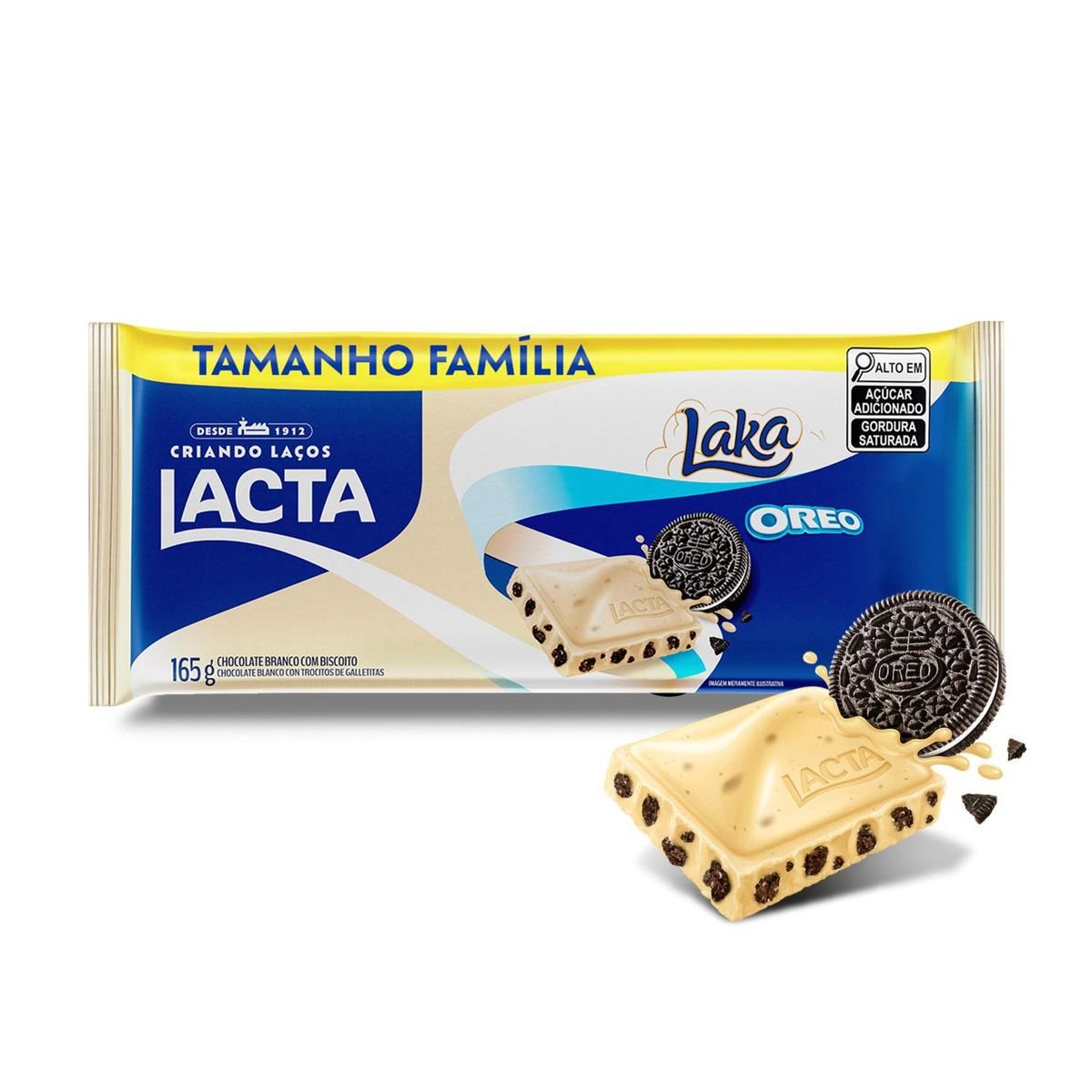 Chocolate Lacta Laka com Biscoito Oreo 165g Tamanho Família