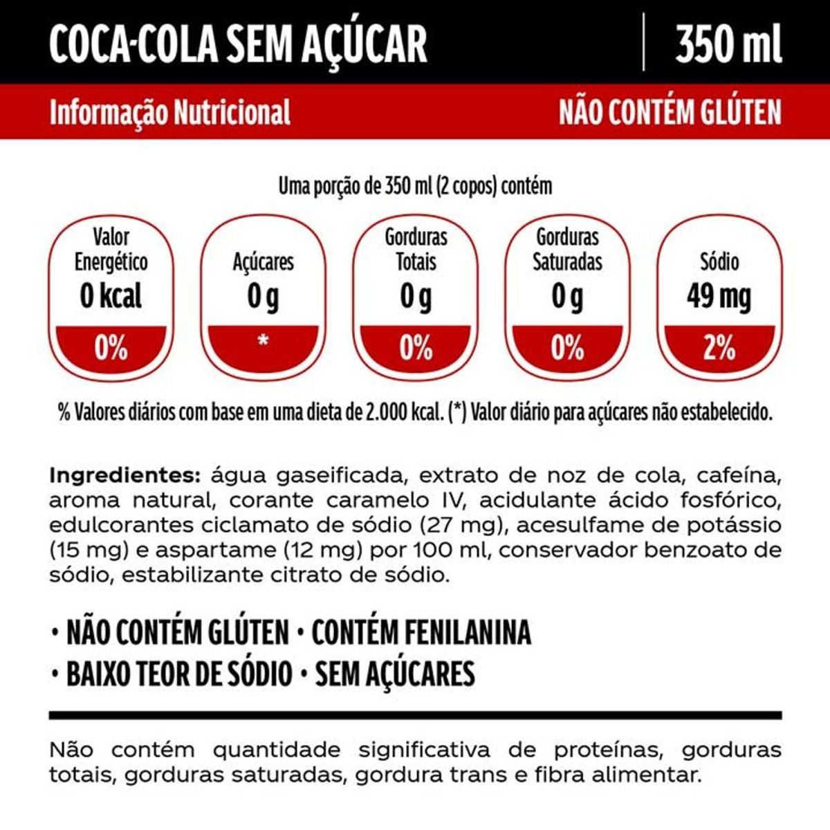 Refrigerante Coca-Cola Sem Açúcar Lata 350ml image number 1