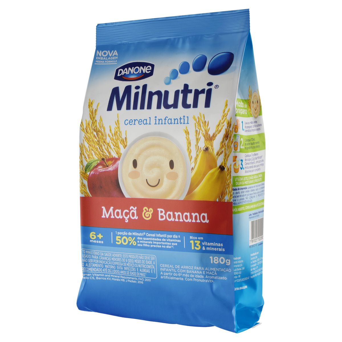 Cereal Infantil Maçã e Banana Milnutri Pacote 180g image number 2