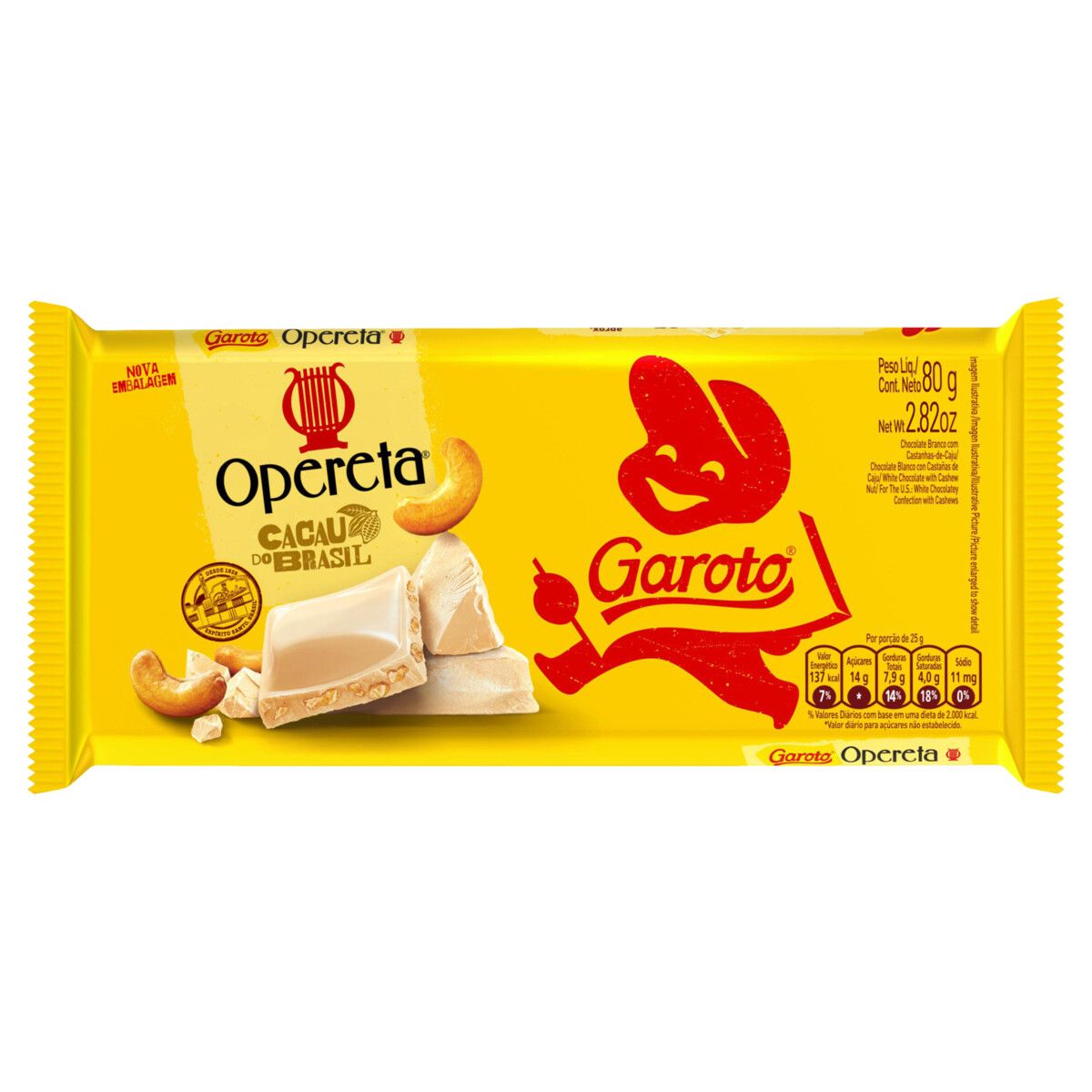 Chocolate Barra Garoto Branco Opereta 80g image number 0