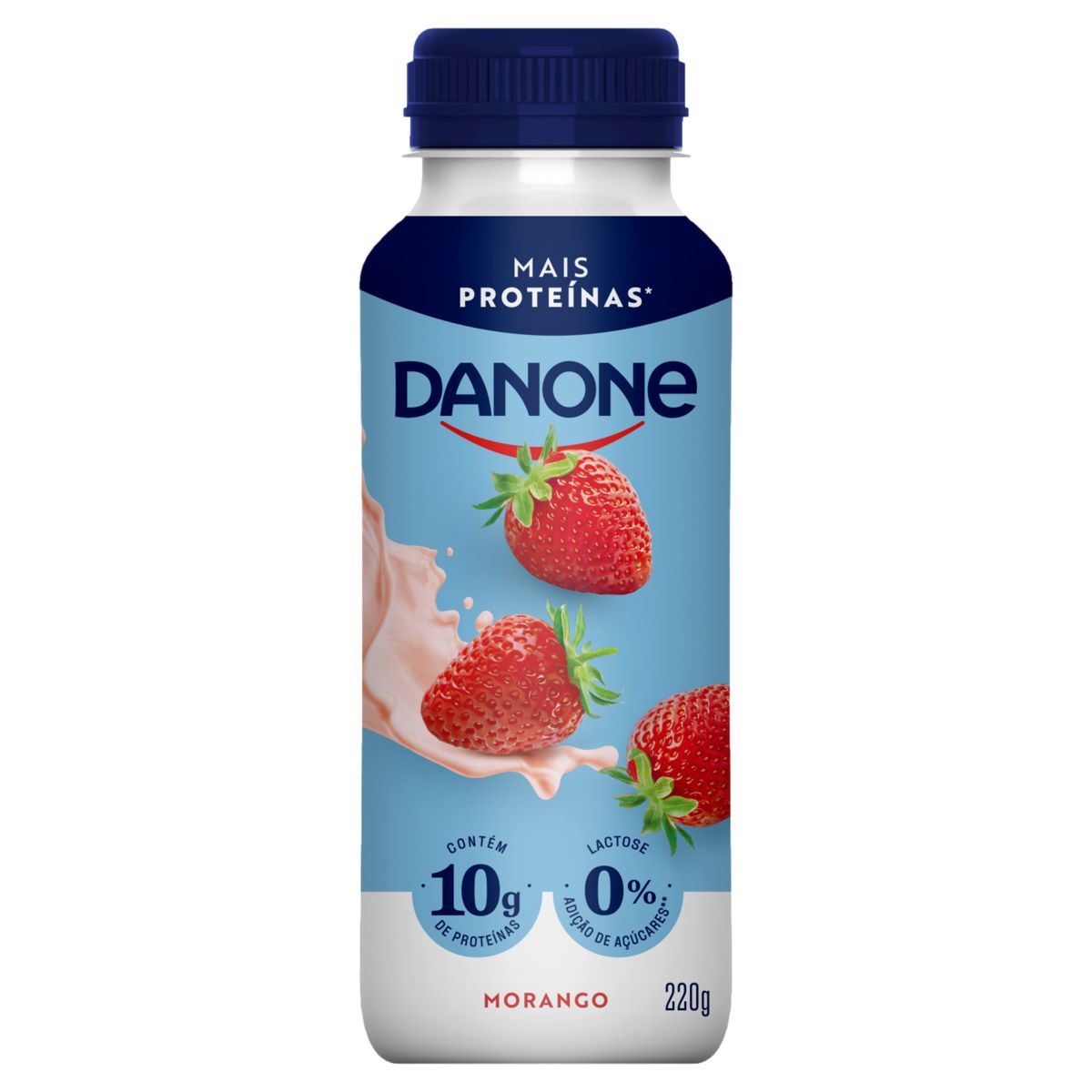Iogurte Desnatado Danone Morango Zero Lactose Frasco 220g