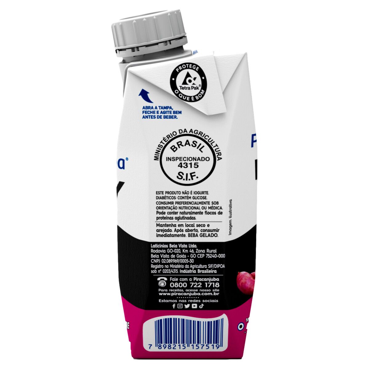 Bebida Láctea UHT Batata-Doce com Gengibre Zero Lactose Piracanjuba Whey Caixa 250ml image number 1
