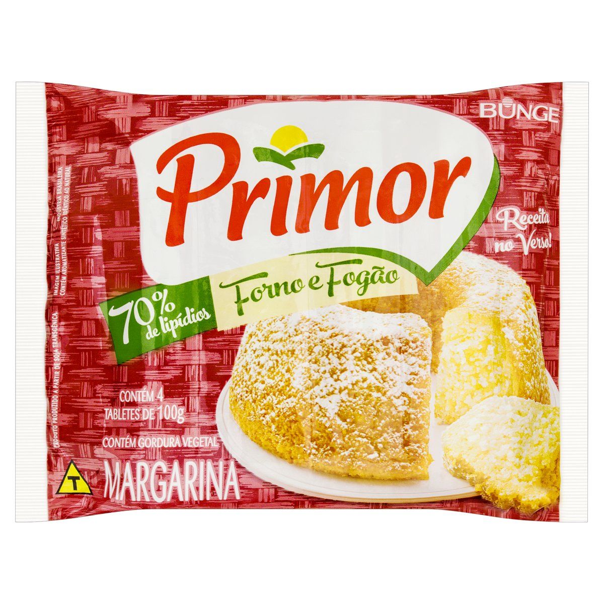 Margarina com Sal Primor Forno e Fogão Pacote 400g 4 Unidades