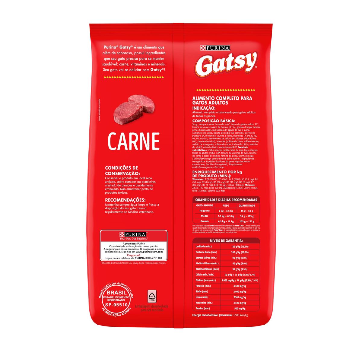Alimento Gatsy Gatos Adultos Carne 10,1kg image number 1