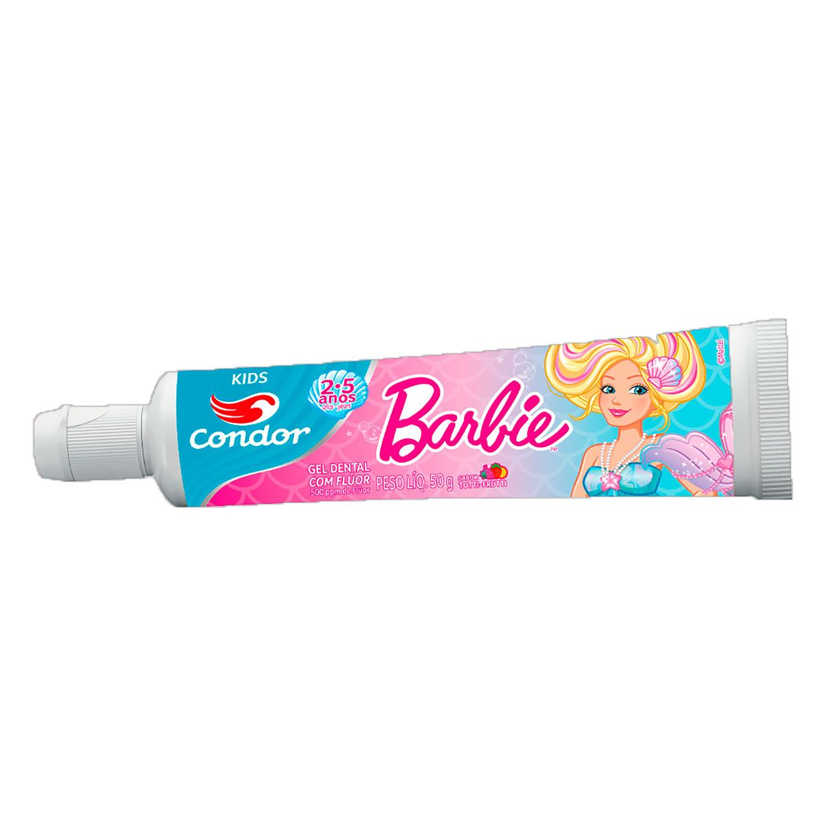Gel Dental Infantil com Flúor Tutti Frutti Barbie Condor Kids Caixa 50g