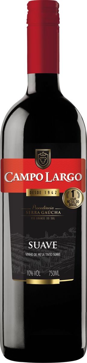 Vinho Tinto Suave Campo Largo Serra Gaúcha Garrafa 750ml