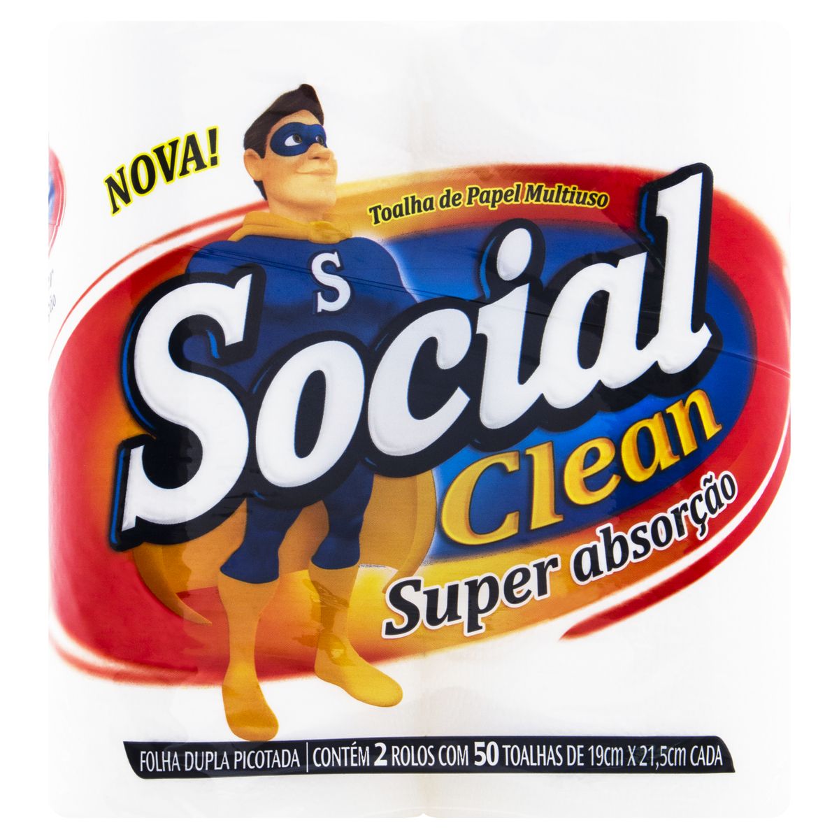 Toalha de Papel Folha Dupla Social Clean Super Absorção Pacote 2 Unidades