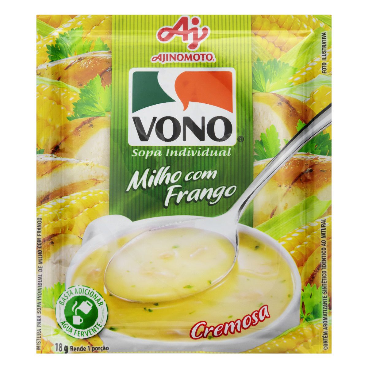 Sopa Individual Cremosa Milho com Frango Vono Pacote 18g