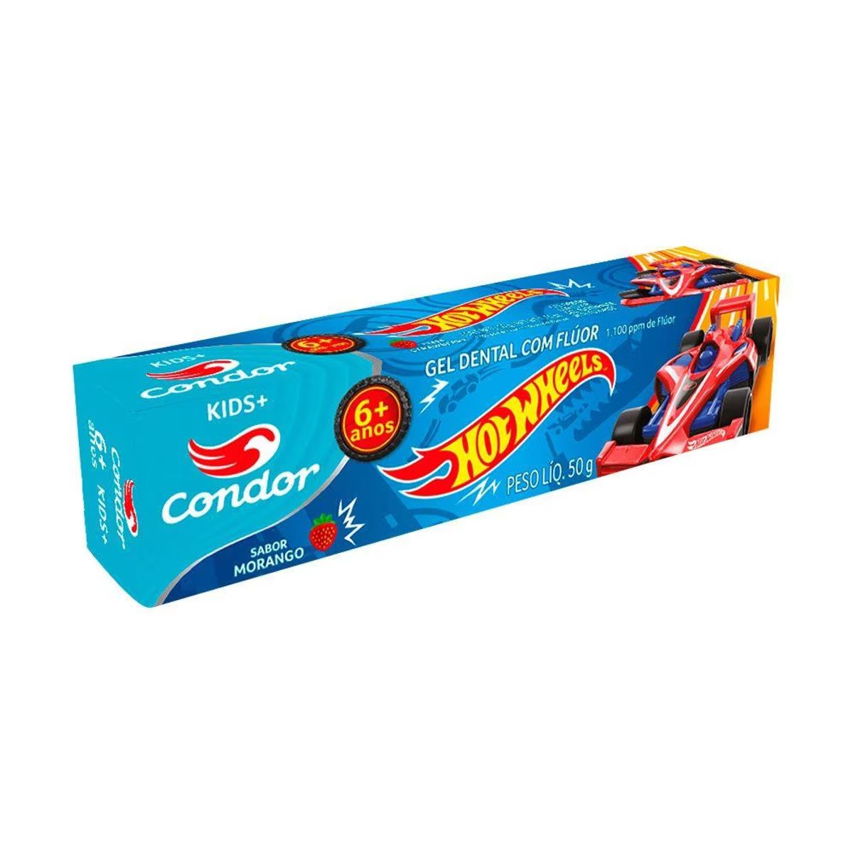 Gel Dental com Flúor Morango Hot Wheels Condor Kids Caixa 50g image number 1