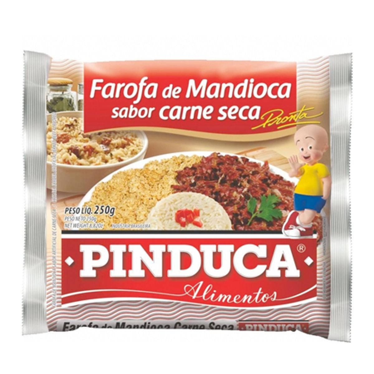 Farofa de Mandioca Pinduca Sabor Carne Seca Pacote 250g