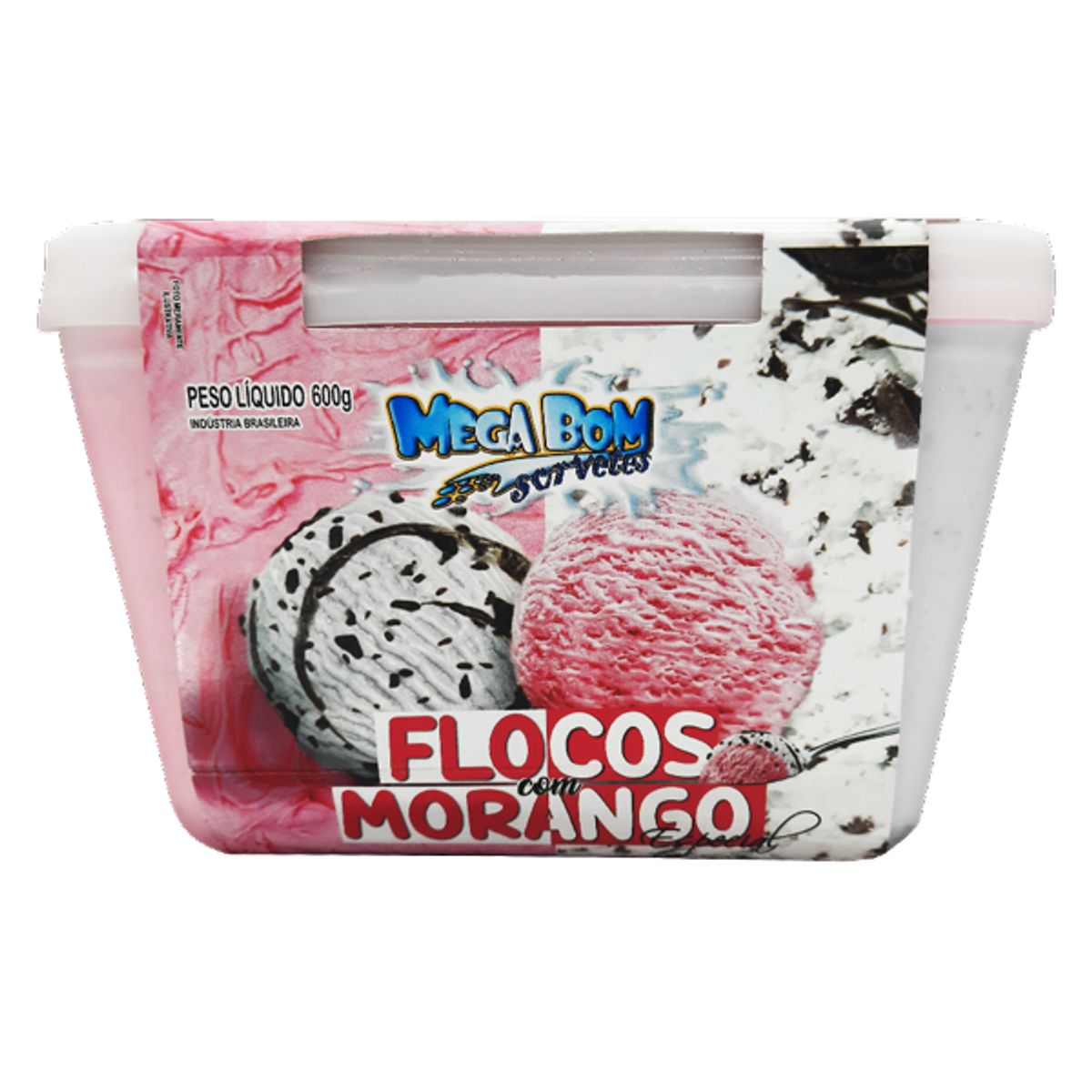 Sorvete Flocos com Morango Mega Bom 1,7L image number 0