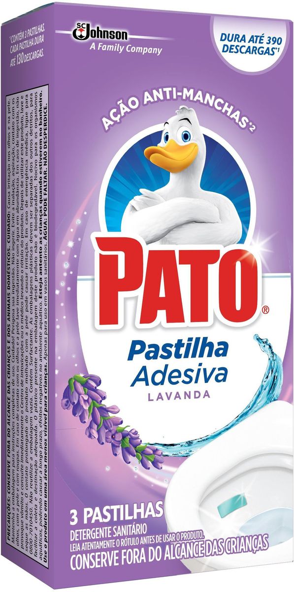 Detergente Sanitário Pato Pastilha Adesiva Lavanda 3 Unidades