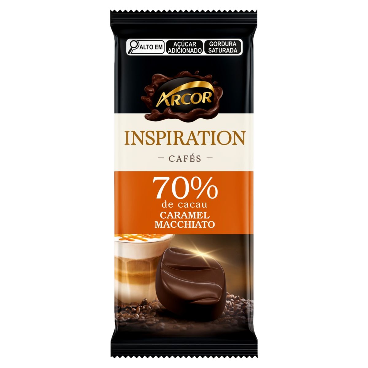 Chocolate Arcor Inspiration Cafés 70% Cacau Caramel Macchiato 80g