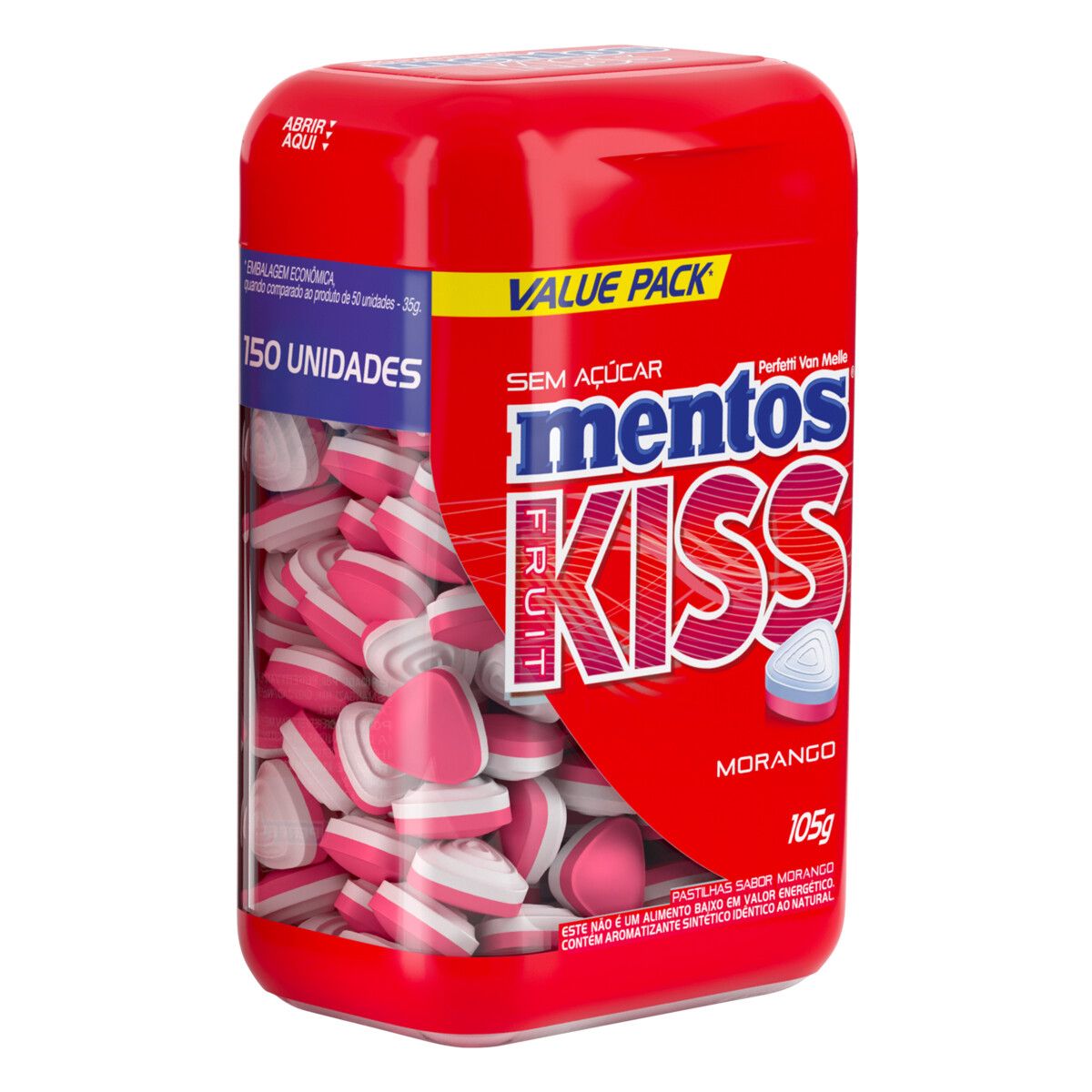 Pastilha Mentos Kiss Morango Zero Açúcar Pote 105g image number 1