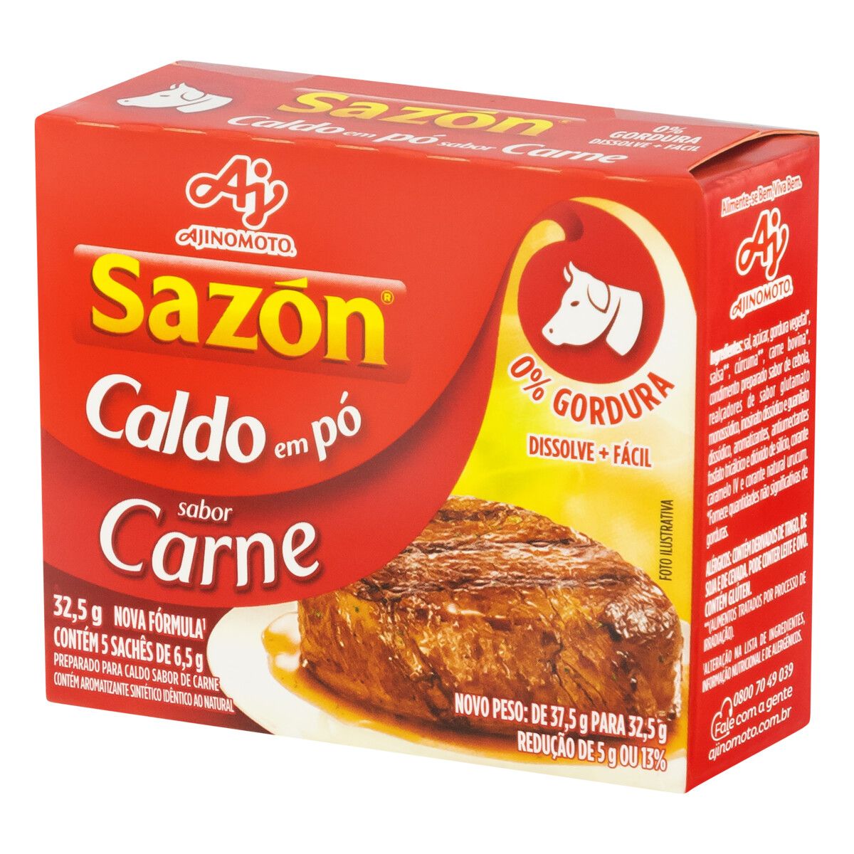 Caldo Pó Carne Sazón Caixa 32,5g 5 Unidades image number 3