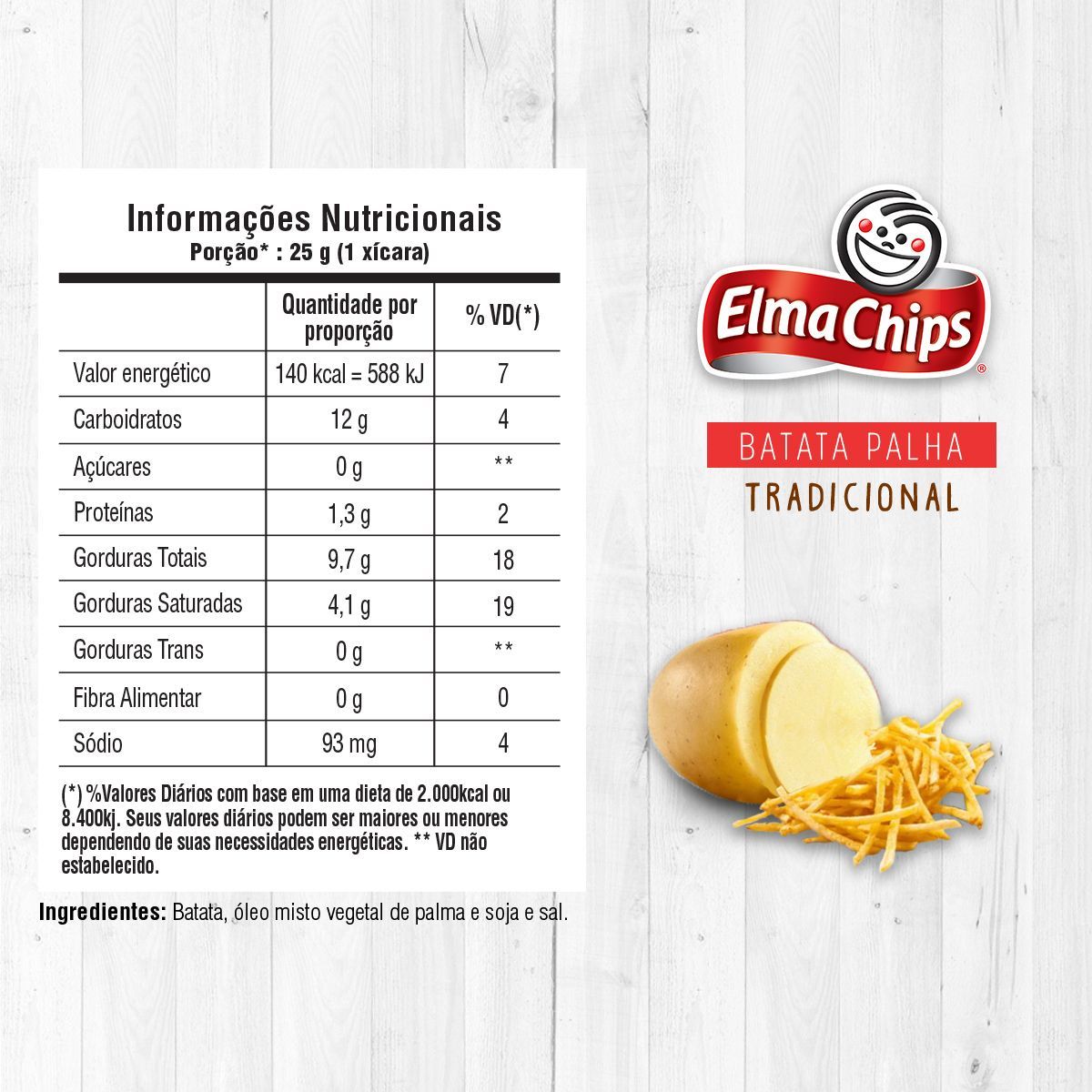 Batata Palha Elma Chips Tradicional Pacote 70g image number 1