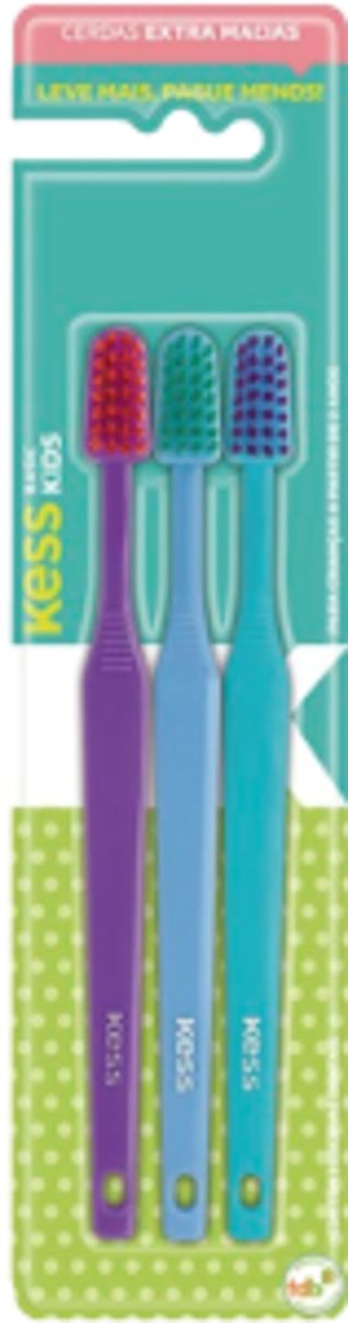 Escova Dental Kess Kids Basica 3 Unidades