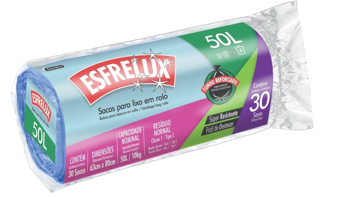 Saco para Lixo Esfrelux 50L Rolo 30 Unidades image number 0