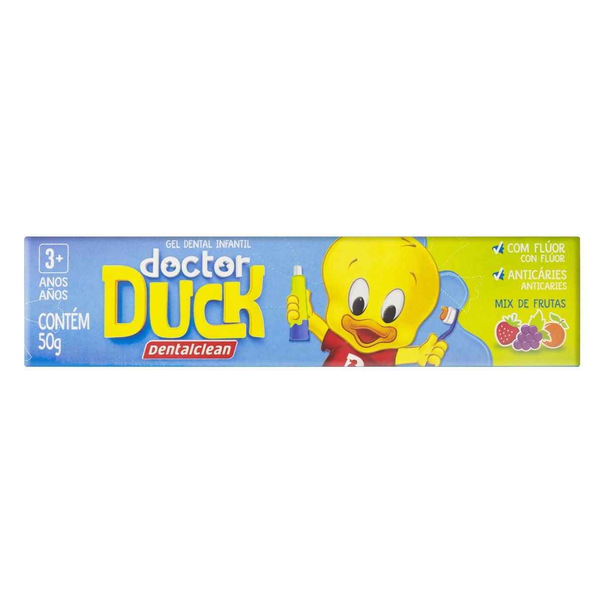 Gel Dental Infantil Dentalclean Doctor Duck com Flúor Mix de Frutas 50g