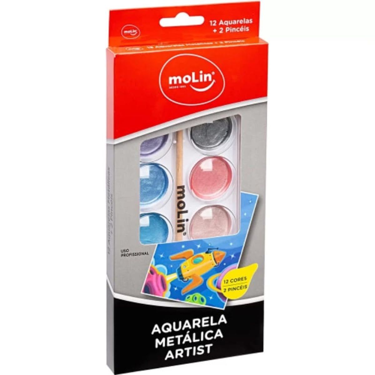 Aquarela Molin Metalica 12 Cores + Pincel image number 0