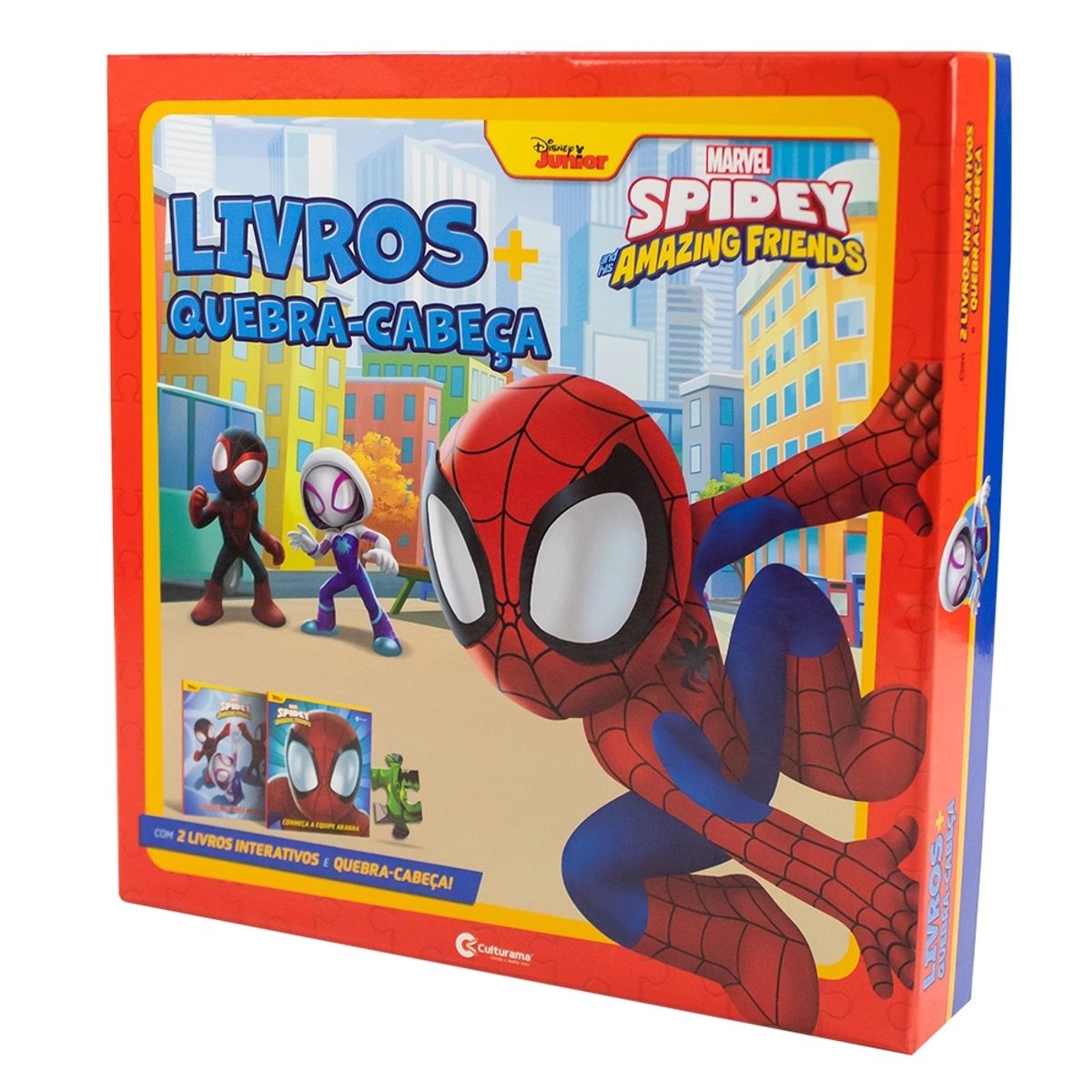 Box de Livros + Quebra-Cabeça Culturama Marvel Homem Aranha